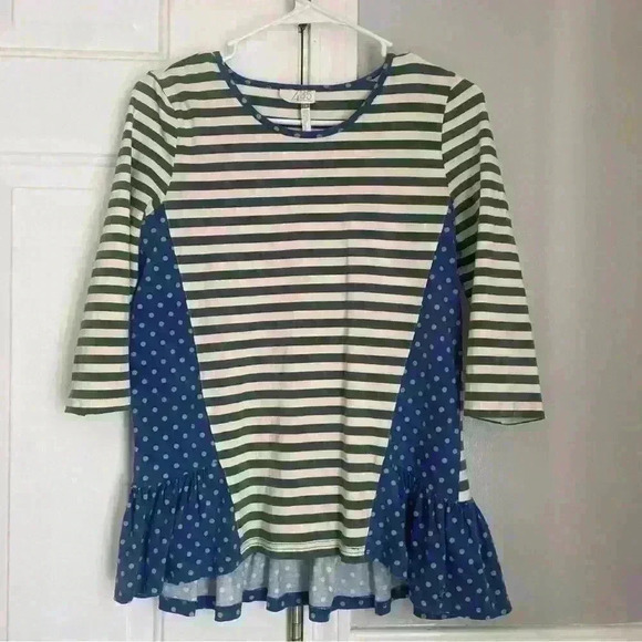 Matilda Jane girls size 14 striped and polka dot shirt - Picture 1 of 7